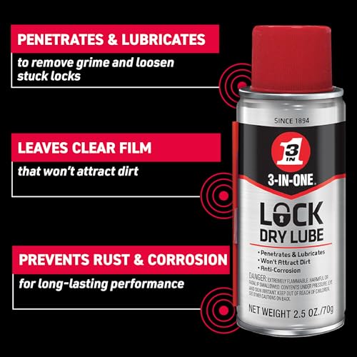 3-IN-ONE Lock Dry Lube, 2.5 OZ [12-Pack]