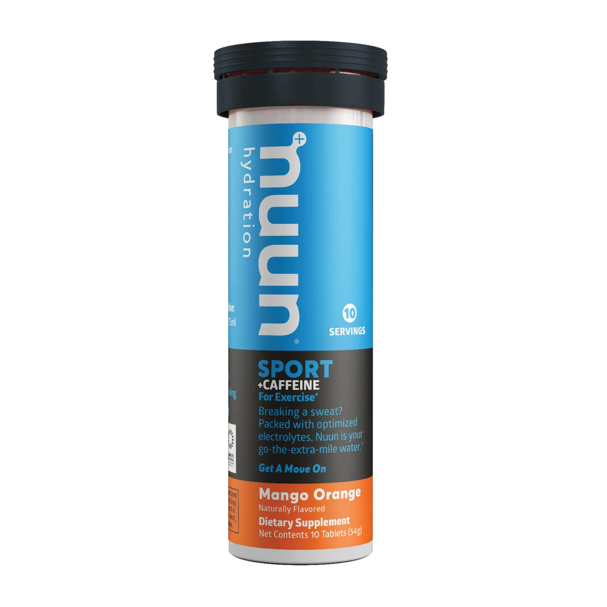 Nuun Sport + Caffeine: Electrolyte Drink Tablets, Mango Orange, 1 Tube (10 Servings)