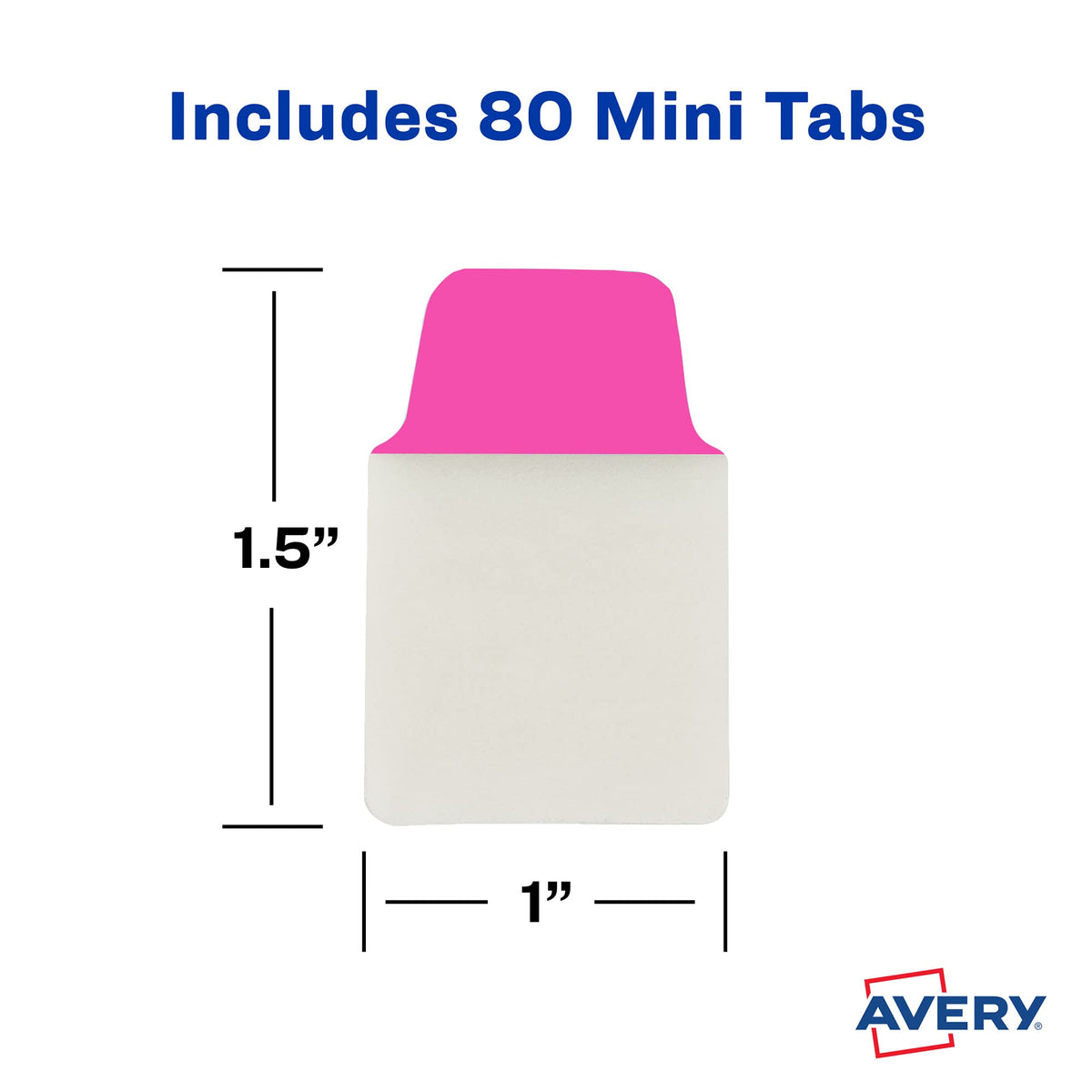 Avery Mini Ultra Tabs, 1" x 1.5", 2-Side Writable, Assorted Neon Colors, 80 Repositionable Tabs (74762)