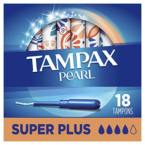Tampax Pearl Tampons with Plastic Applicator, Super Plus Absorbency, Unscented, 18 Count
