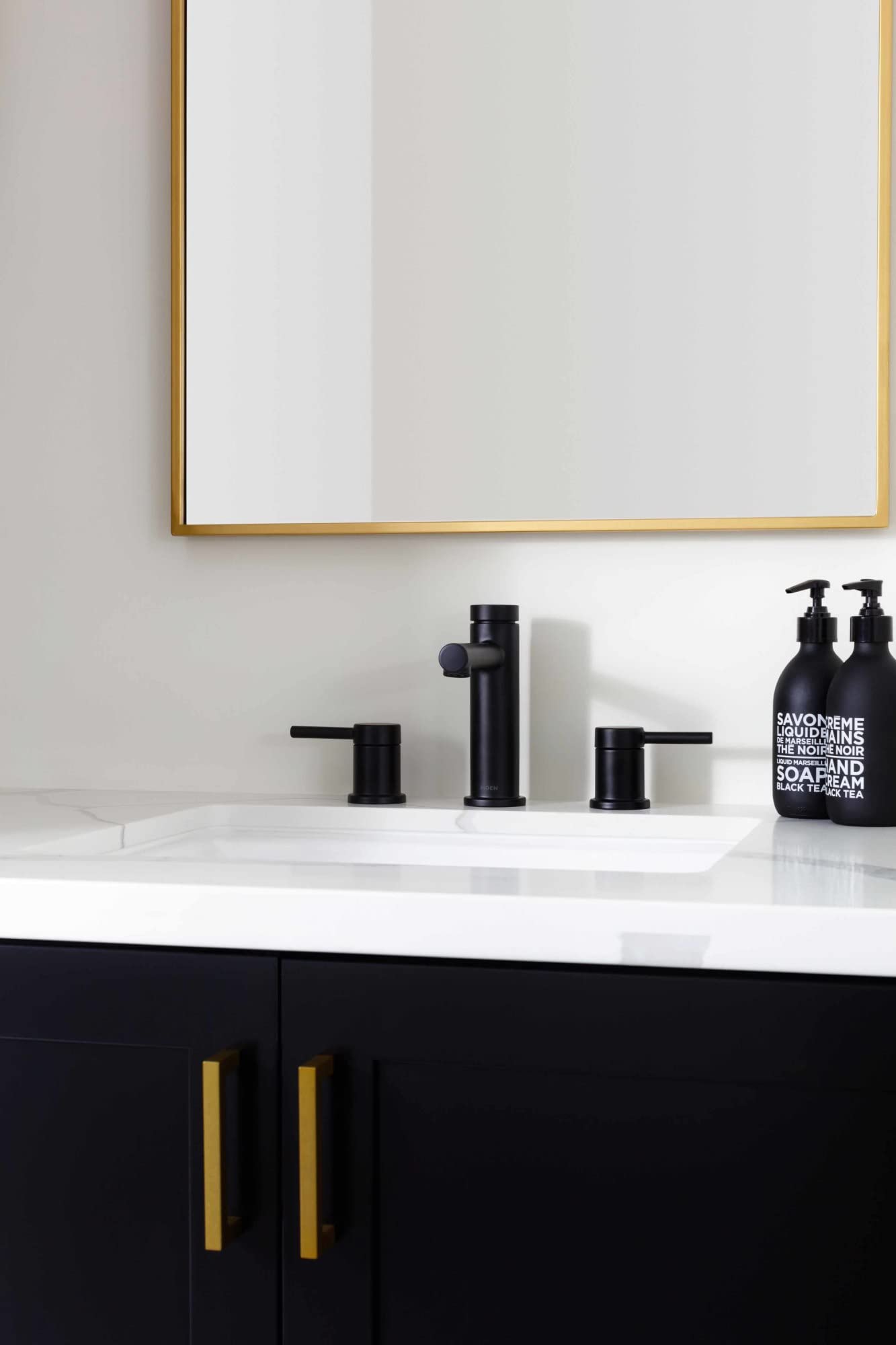 Moen Align Brushed Gold Two-Handle Three-Hole Modern Widespread Bathroom Faucet Trim Kit, Valve Required, T6193BG