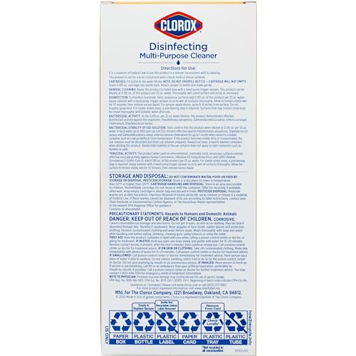 Clorox Disinfecting Multi-Purpose Cleaner Starter Kit, Household Essentials, One Reusable Spray Bottle Plus 2 Refills