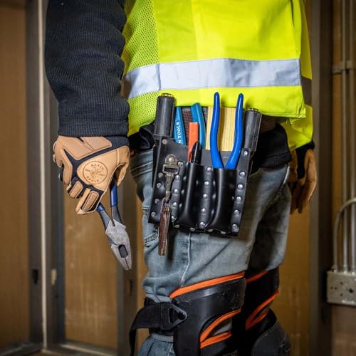 Klein Tools 5126 Leather Tool Pouch with Knife Snap, 5-Pocket