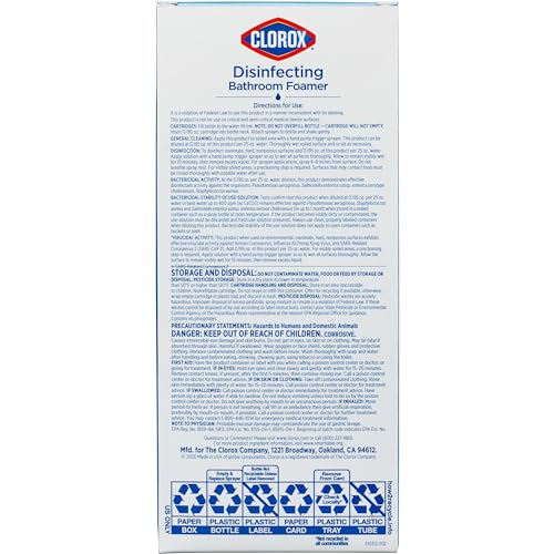 Clorox Disinfecting Bathroom Foamer Starter Kit with One Reusable Bottle Plus 2 Refill Cartridges, Household Essentials, Makes 50 Ounces of Cleaner