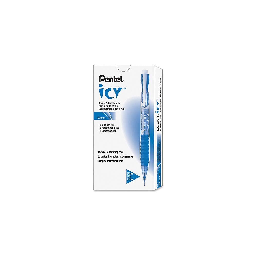 Pentel Icy Automatic Pencil, 0.50 mm, Transparent Blue Barrel, Box of 12 (AL25TC)