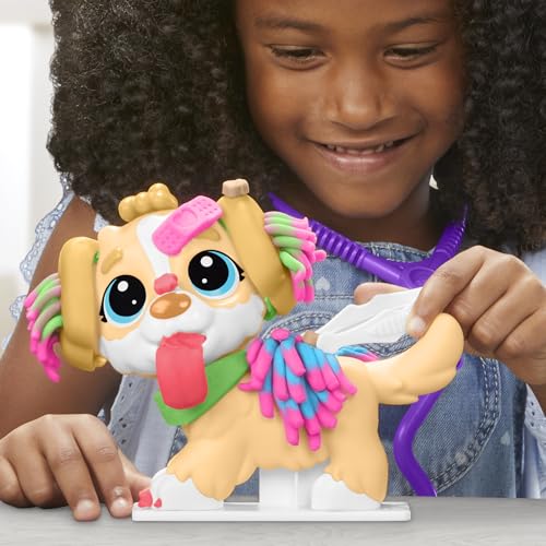 Play-Doh Care 'n Carry Vet Playset for Kids 3 Years and Up with Toy Dog, Storage, 10 Tools, and 5 Modeling Compound Colors, Non-Toxic