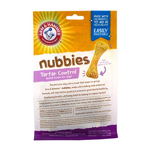 Arm & Hammer for Pets Nubbies Dental Treats for Dogs with Baking Soda and Calcium, Treat Chews Help Fight Bad Breath, Plaque & Tartar without Brushing, Peanut Butter, 20 Pcs, 4pk (Packaging may vary)