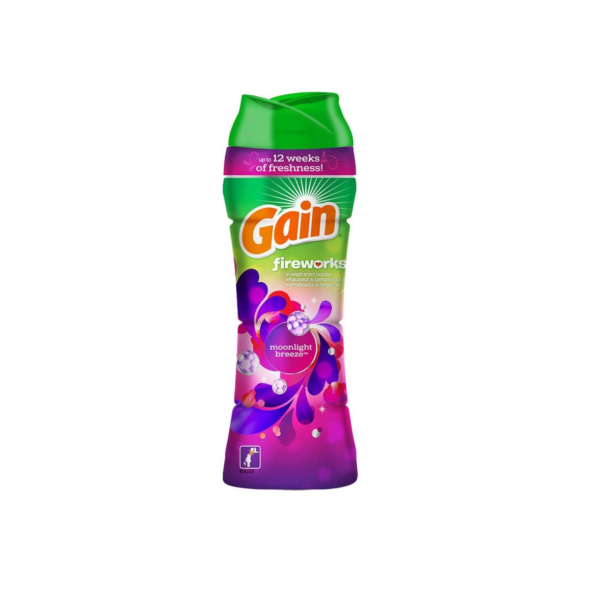 Gain Fireworks In-Wash Scent Booster - Moonlight Breeze - HE Compatible - Net Wt. 10 OZ (285 g) Per Bottle - Pack of 2 Bottles