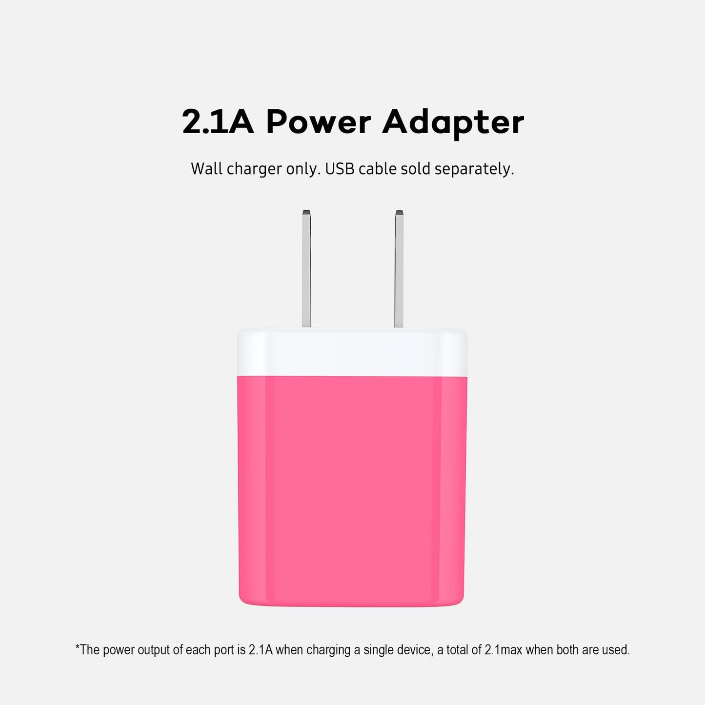 AILKIN 2 Pack Dual USB Wall Chargers, 2.1A, Compatible with iPhone, Samsung, LG, Moto, Kindle, Fast Charging, UL Certified