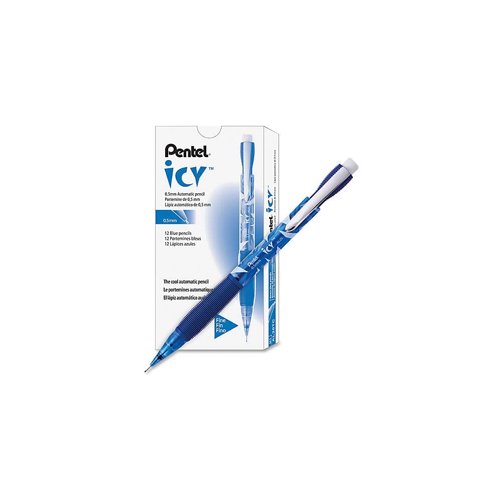 Pentel Icy Automatic Pencil, 0.50 mm, Transparent Blue Barrel, Box of 12 (AL25TC)