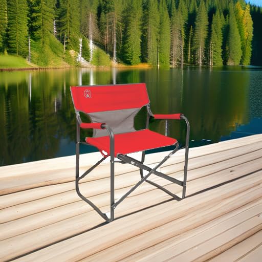 Coleman Outpost Breeze Folding Camping Chair with Cooling Mesh Back, Portable Outdoor Chair Supports up to 300lbs