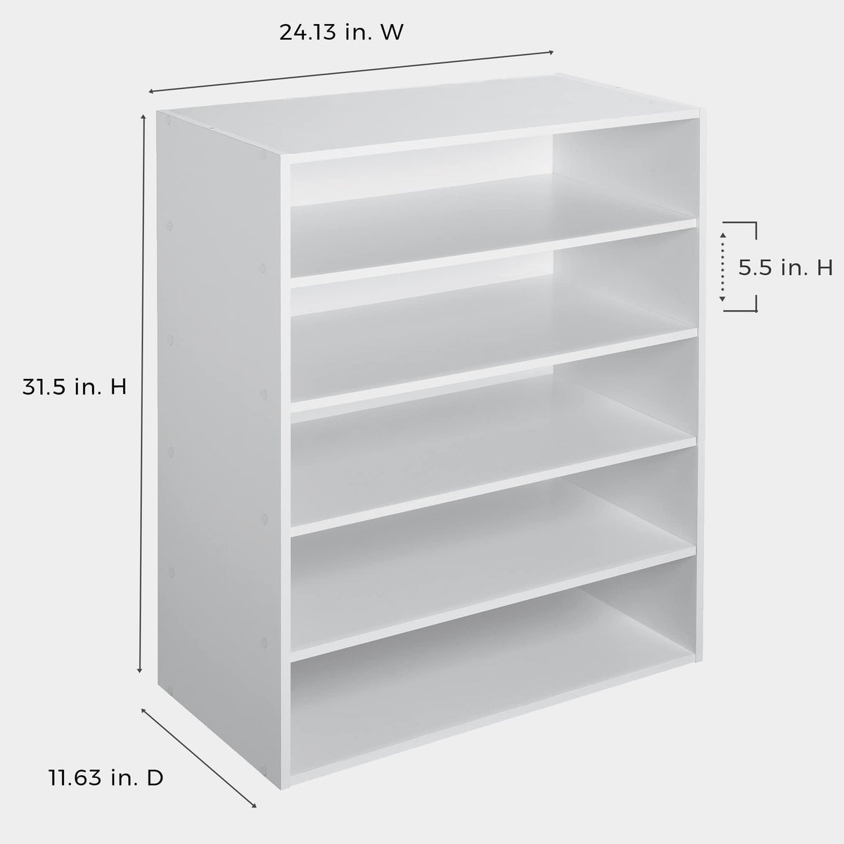 ClosetMaid 1565 Stackable 5-Shelf Organizer, White