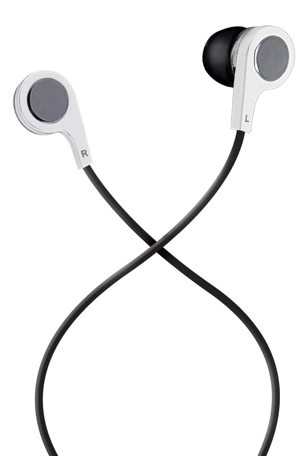 Maxell B-13 Bass Earbuds with Microphone, 52" Cord, White
