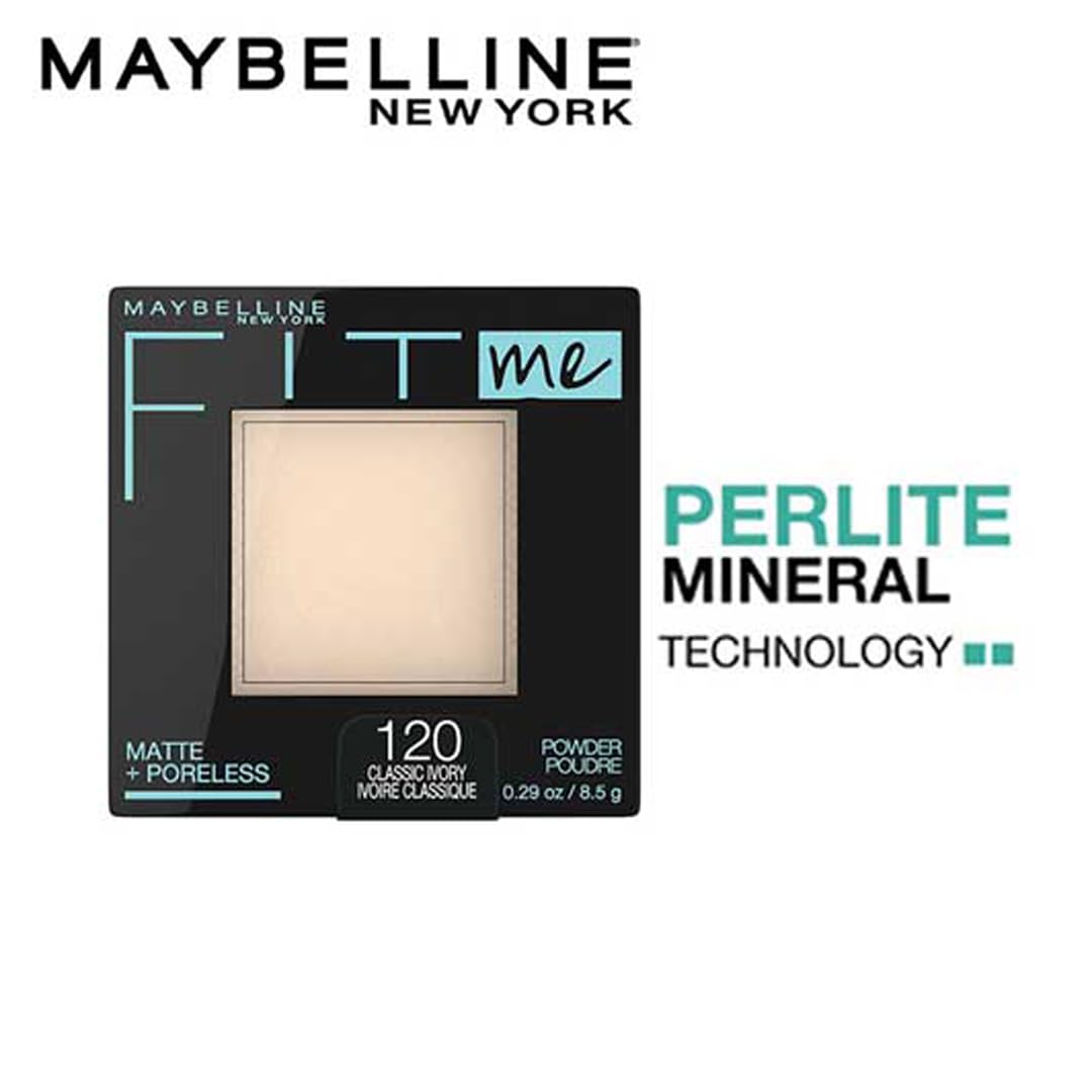 Maybelline Fit Me Matte + Poreless Pressed Face Powder Makeup & Setting Powder, Classic Ivory, 1 Count
