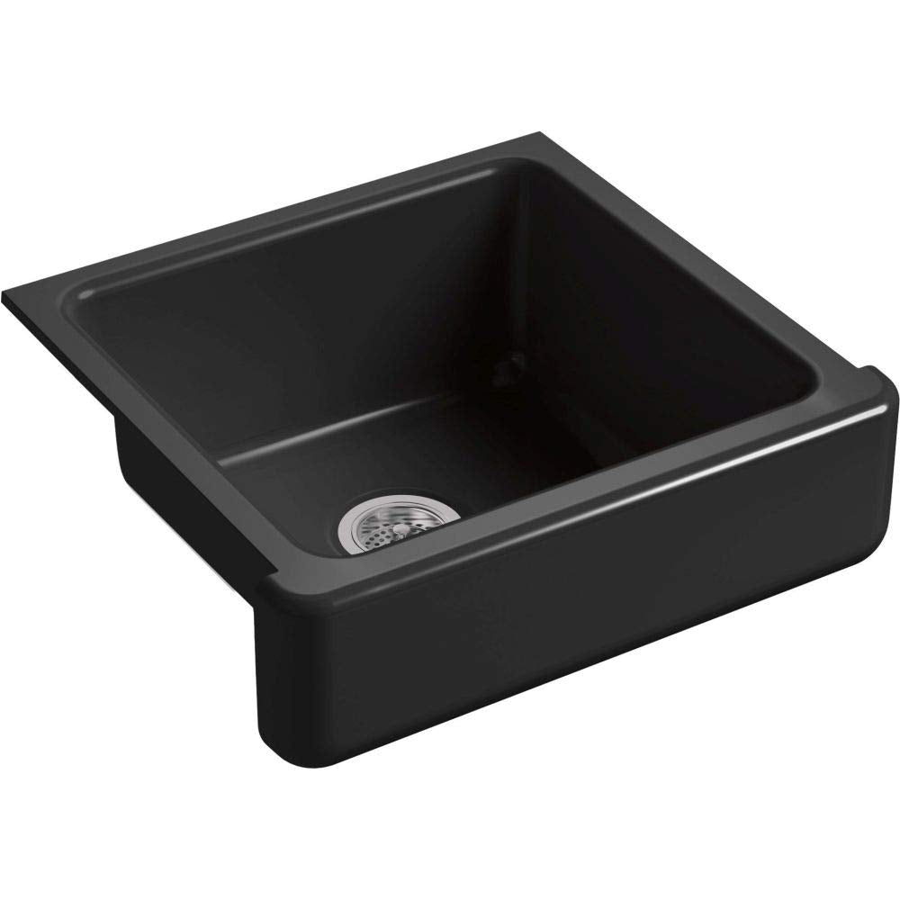 Kohler 5664-7 Whitehaven® 23-1/2" undermount single-bowl farmhouse kitchen sink, Black Black