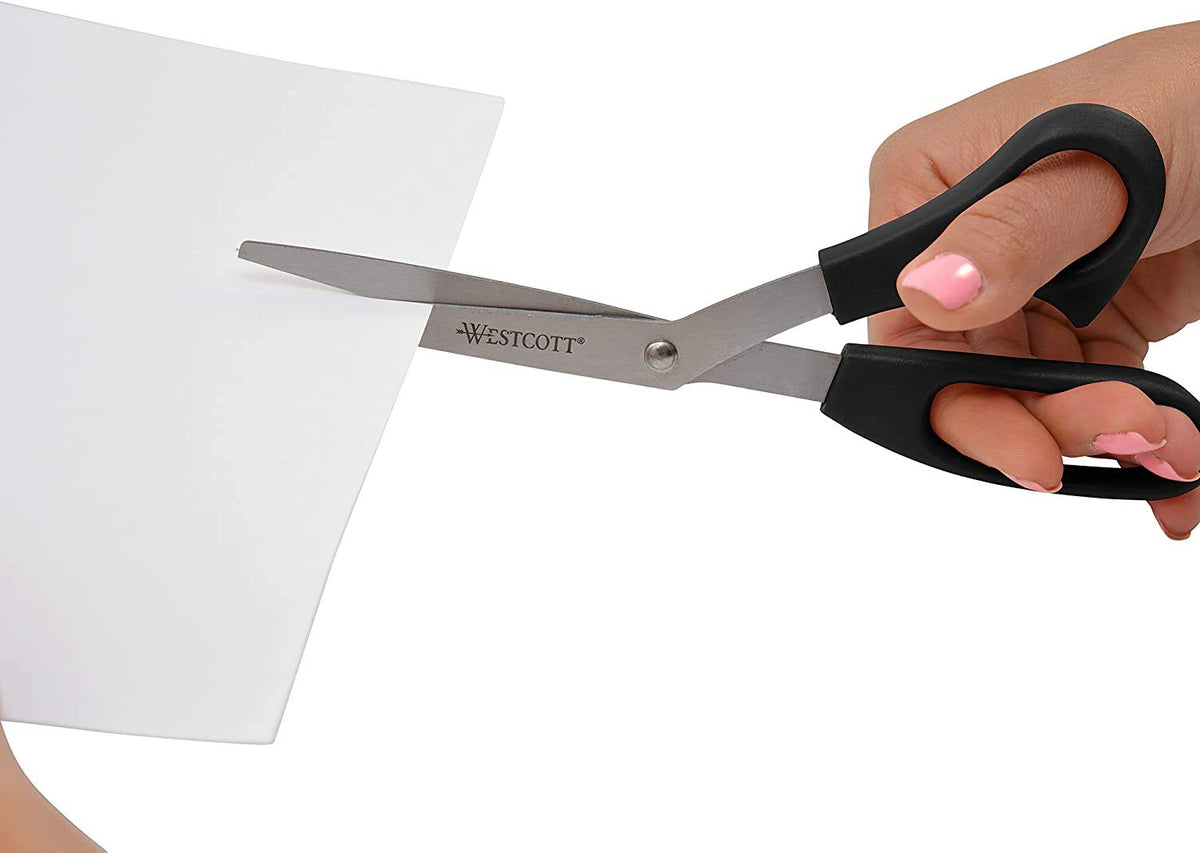Westcott All Purpose Value Scissors, 8" Bent, Pack of 3, Black (13402)