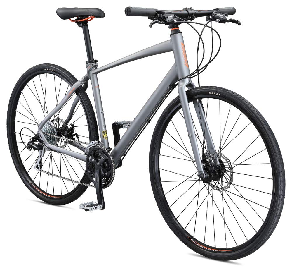 Schwinn Vantage F2 Mens/Womens Sport Hybrid Bike, 24-Speed Drivetrain, 58cm/Large Aluminum Frame, Flat Bar, Disc Brakes, Smooth Ride Technology, Matte Grey