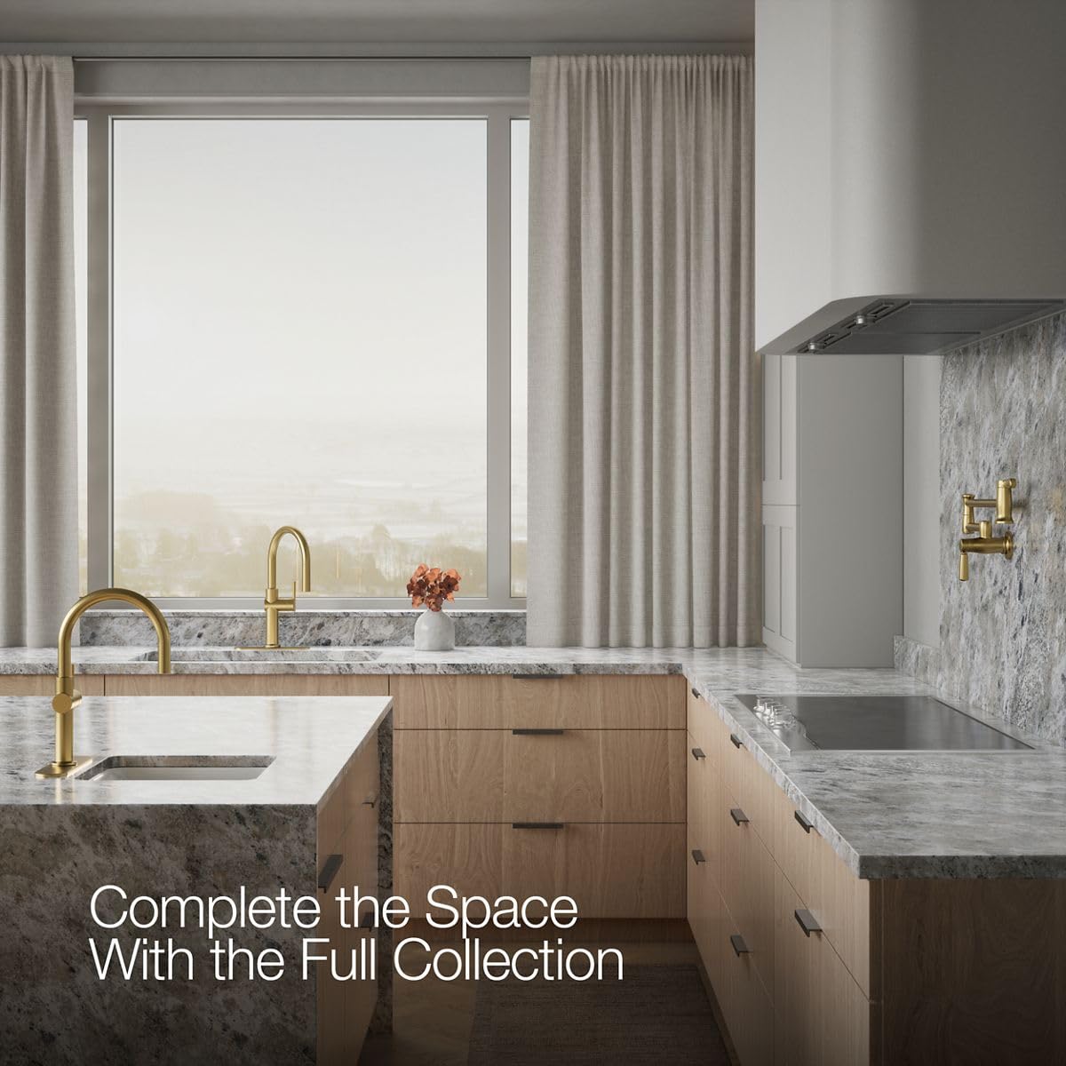 KOHLER 22972-2MB Crue Pull Down Kitchen Faucet, Pull-Down Sprayer, Vibrant Brushed Moderne Brass