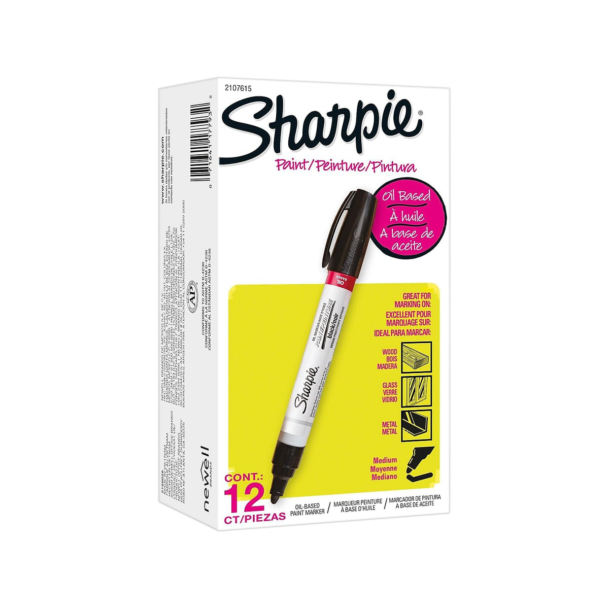 Sharpie Tank Paint Marker, Medium Tip, Black, 12/Pack (2107615)