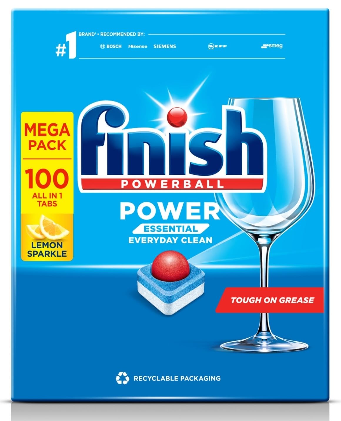 Finish Dishwasher Tablets All In 1 Powerball XXXL Lemon, 100 Tablets