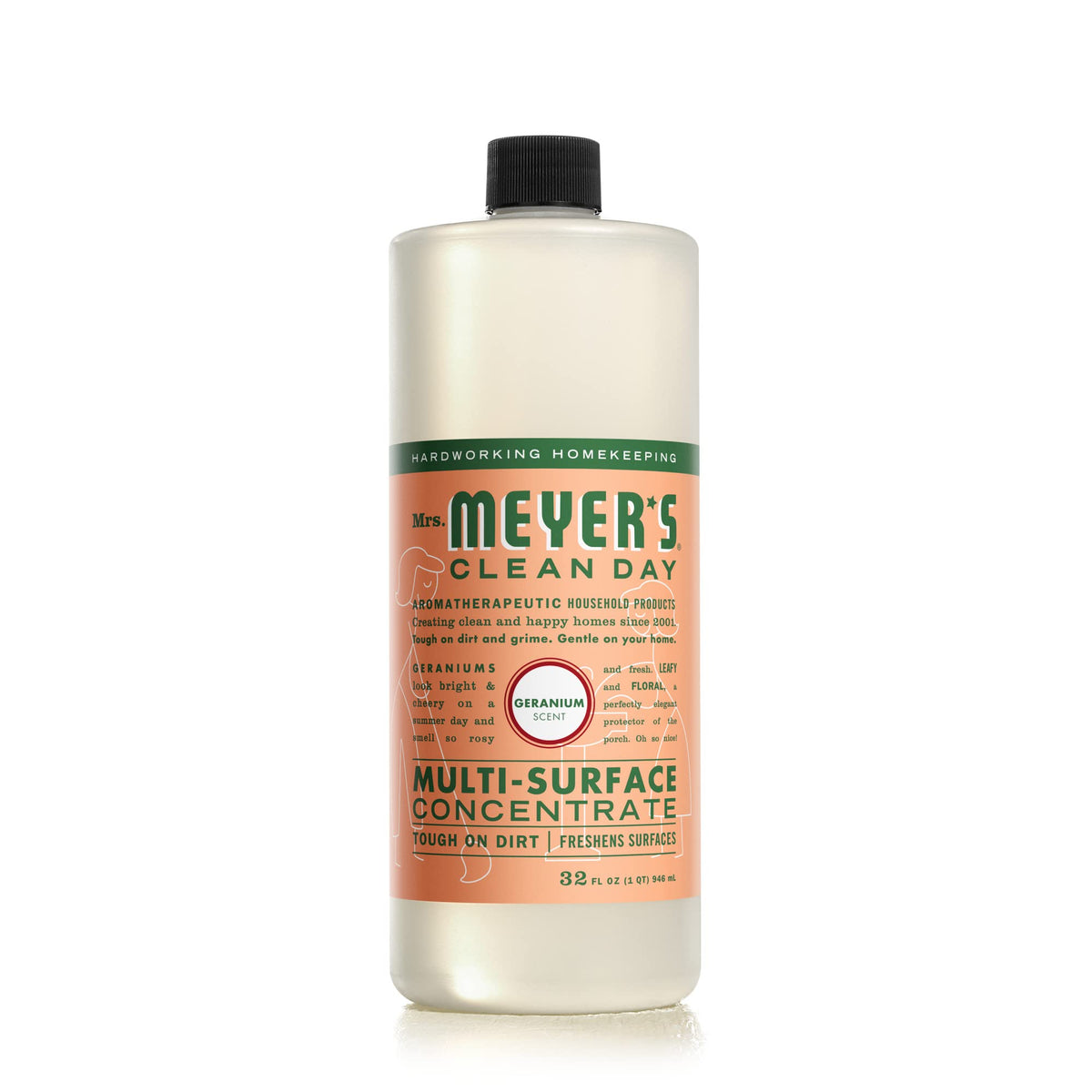 MRS. MEYER'S CLEAN DAY Multi-Surface Cleaner Concentrate, Use to Clean Floors, Tile, Counters, Geranium, 32 fl. Oz