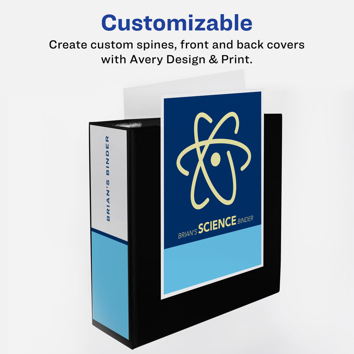 Avery TouchGuard Protection 3 Ring Binder, Customizable Cover, 4 Inch Slant Rings, 1 White Binder (17145)