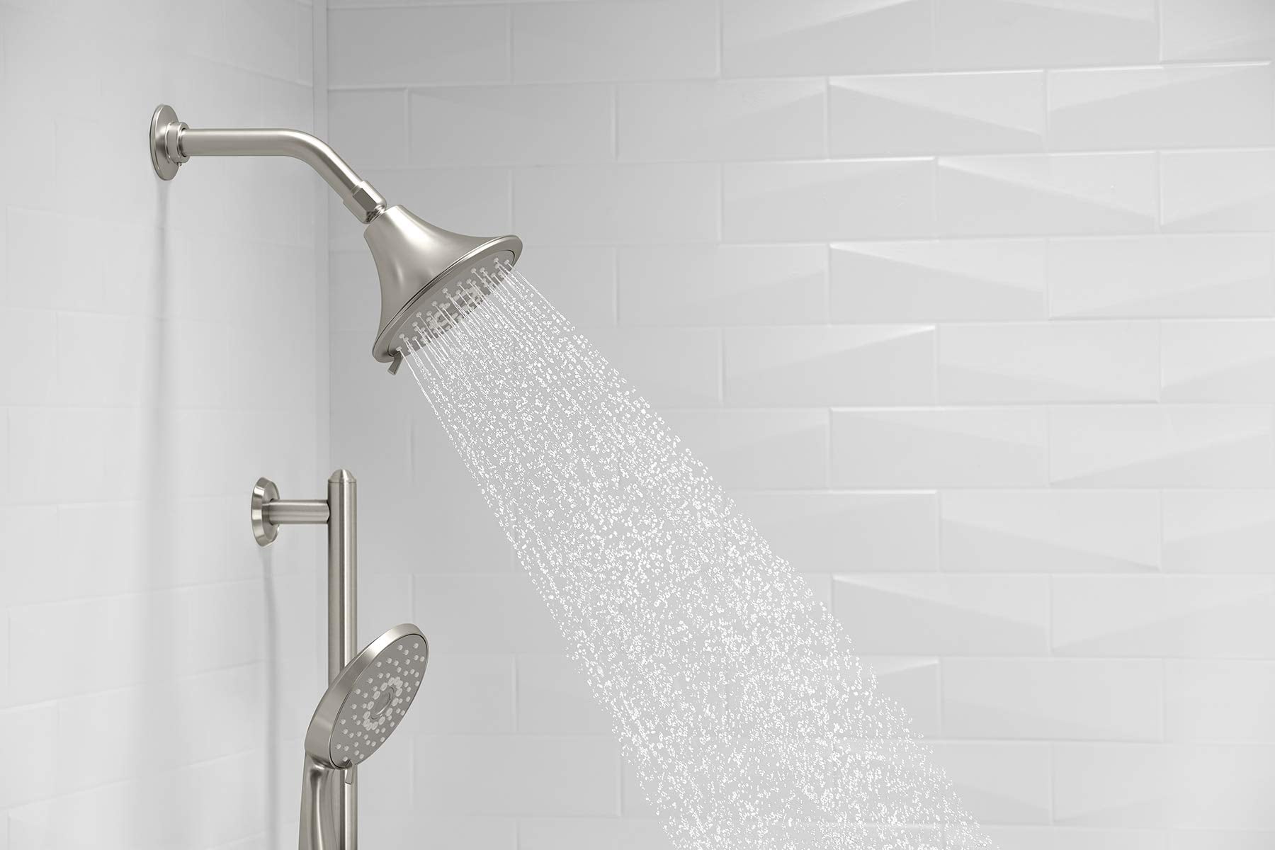 KOHLER 22169-BN Forte Multifunction Showerhead, Wall-Mount, 3 Spray Settings, 2.5 GPM, Vibrant Brushed Nickel