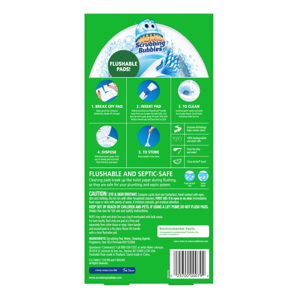 Scrubbing Bubbles Fresh Brush Toilet Cleaning System Starter Kit with 4 Refills- 2 Pack