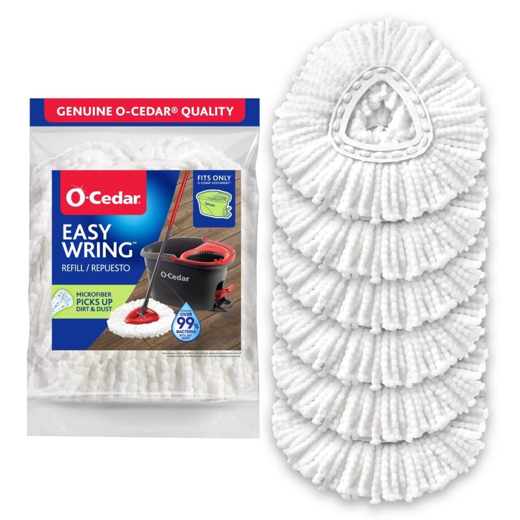 O-Cedar EasyWring Spin Mop Head Replacement (Pack of 6) | Machine Washable | Reusable | Packaging May Vary