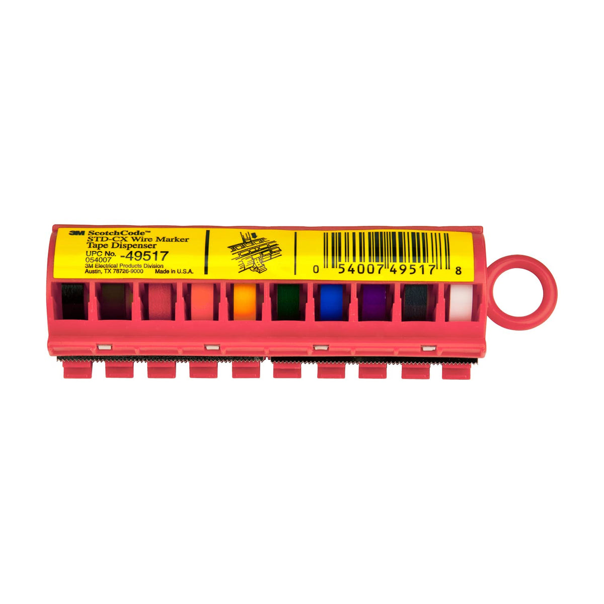 3M ScotchCode Wire Marker Tape Dispenser with Tape STD-C, compact design for easy handling