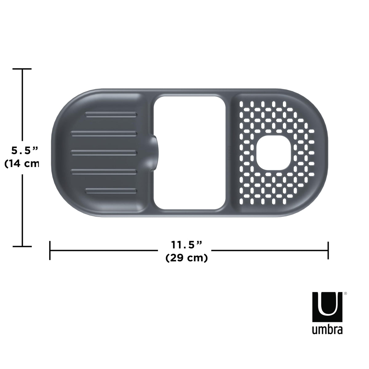 UMBRA Sling Kitchen Sink Caddy Sponge Holder, Hangs Over Edge or Divider, Double, Grey