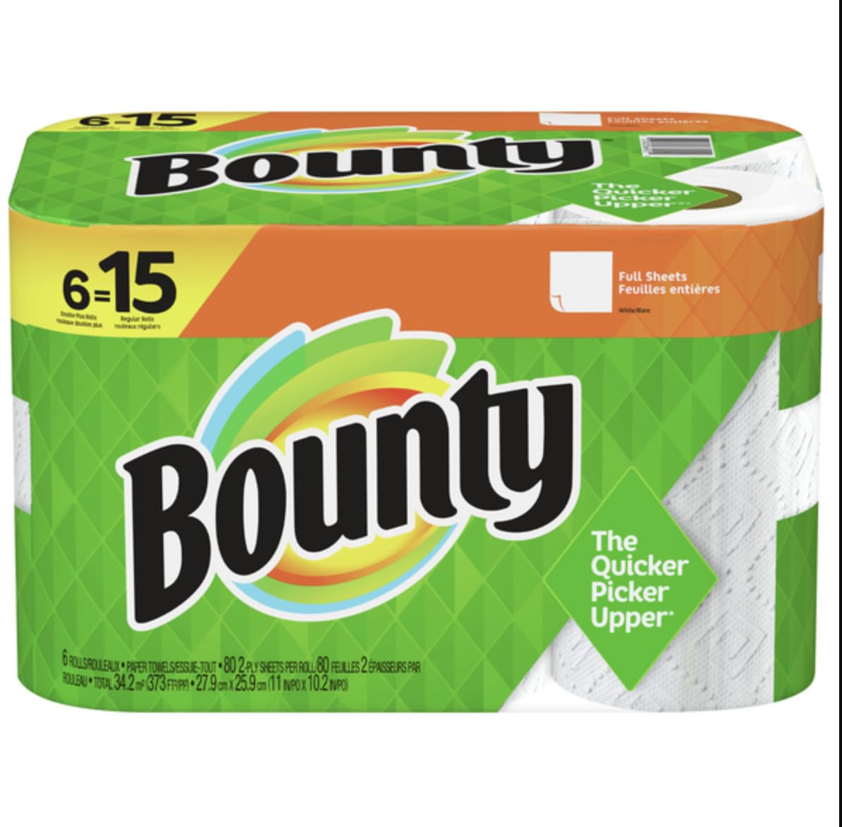 Bounty Full Sheets Huge 2-Ply Paper Towels, Pack Of 2 Rolls (3 packs)