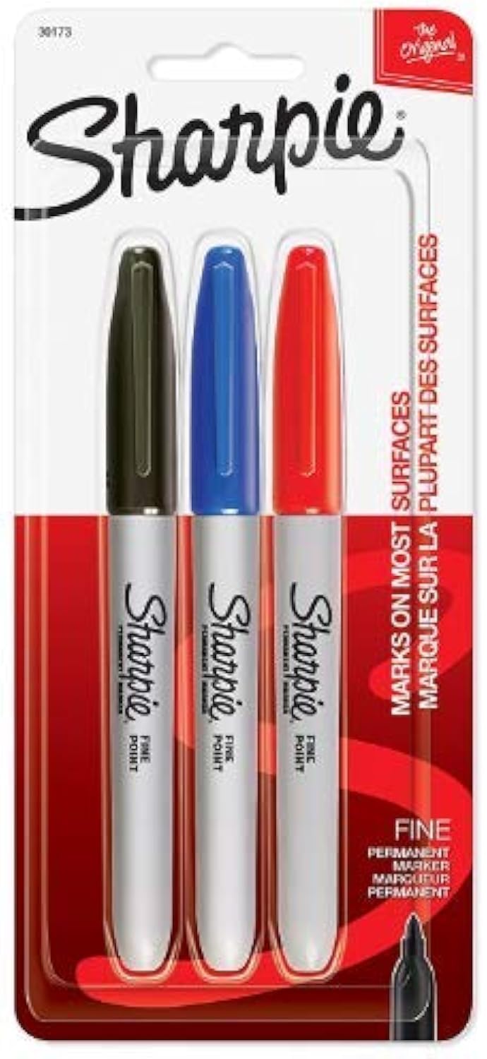 Permanent Marker, Black, Blue, Red, PK3