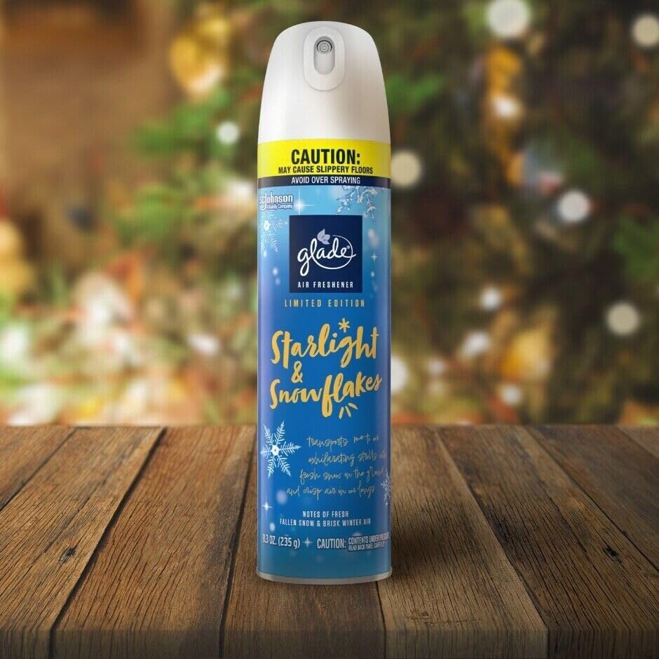 Glade Air Freshener Room Spray, Starlight & Snowflakes, 8.3 oz, 6 Count