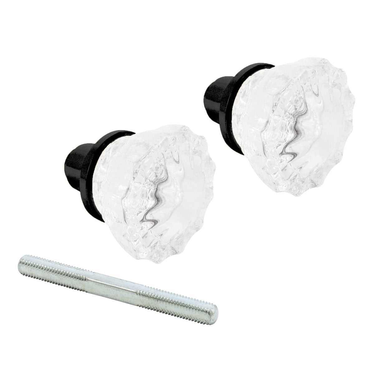 Prime-Line E 28318 Mortise Style Fluted Glass Door Knobs - Perfect for Replacing Broken Antique Lock Sets on Interior Doors, Features 2 In. Outside Diameter Knobs, Matte Black (1 Set)