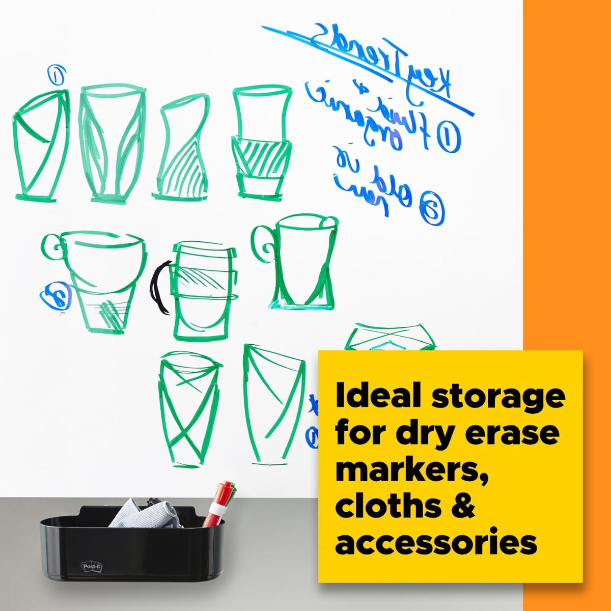 Post-it® Dry Erase Accessory Tray, 1 Accessory Tray, 4 Strips