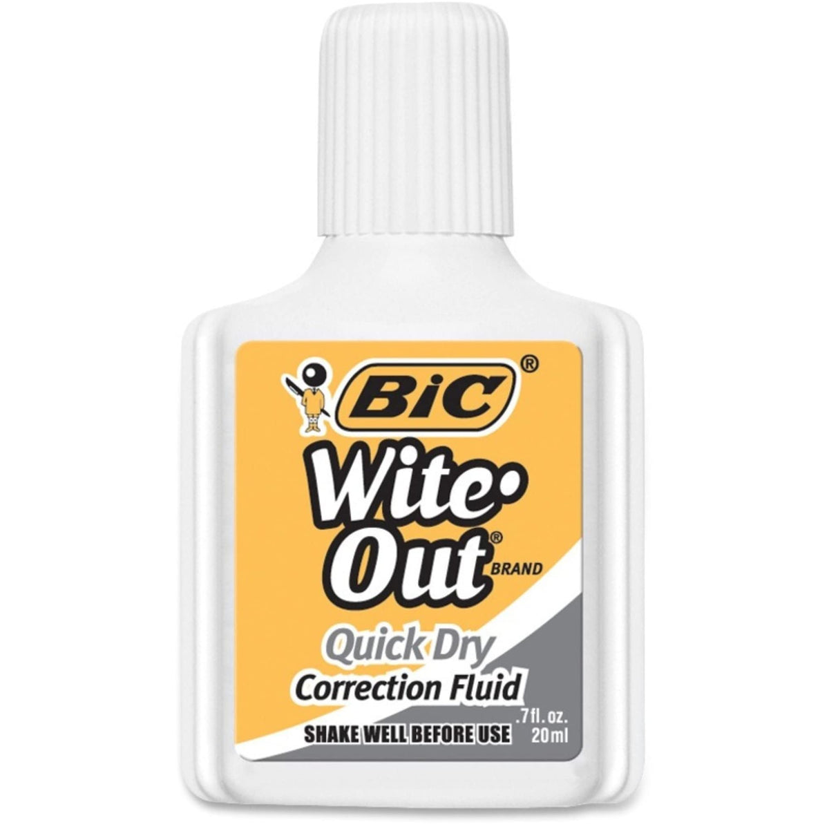 BIC Wite-Out Brand Quick Dry Correction Fluid, 20 ml, White, 12-Count