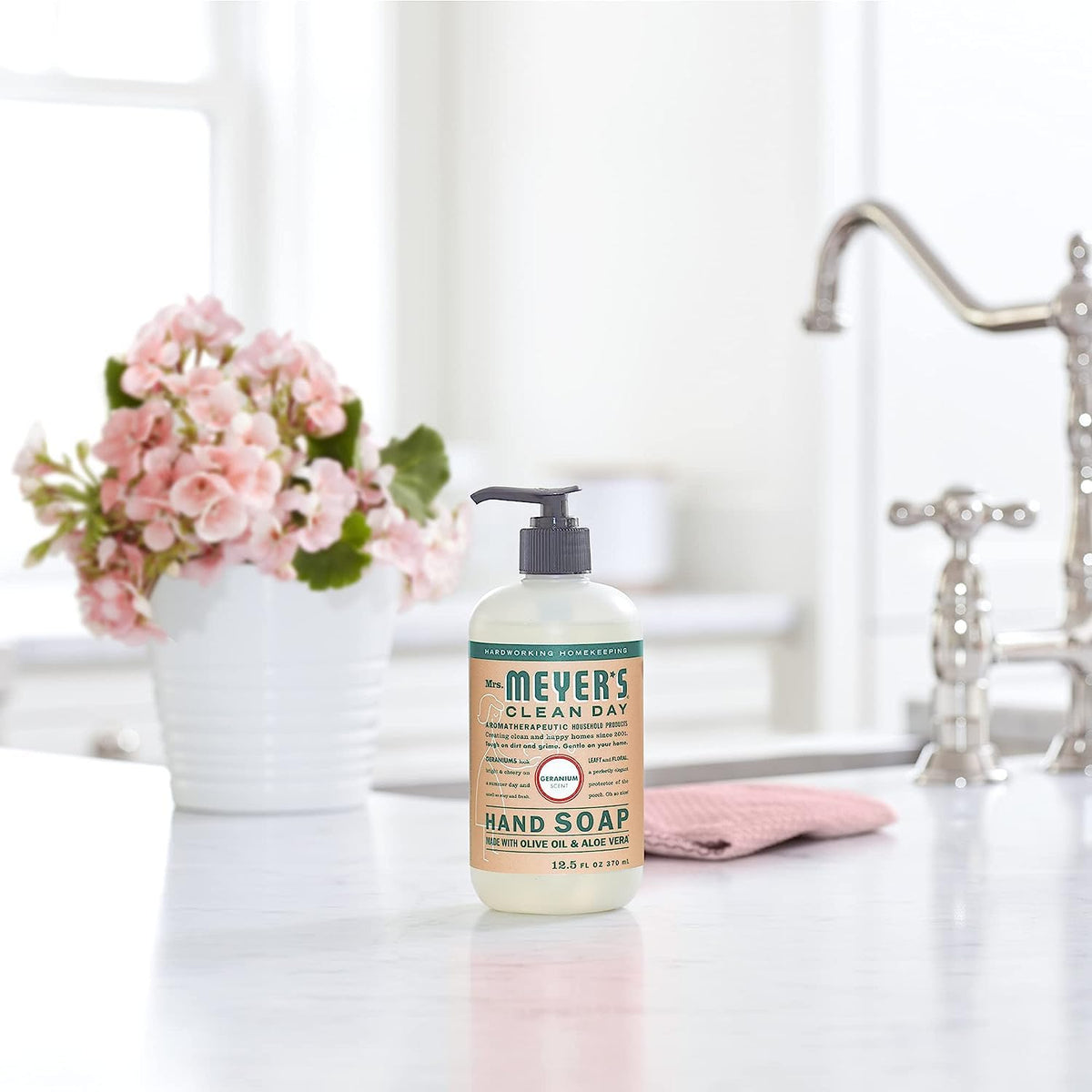 Mrs. MEYER'S Kitchen Set, Dish Soap, Hand Soap, and Multi-Surface Cleaner, 3 CT (Geranium)