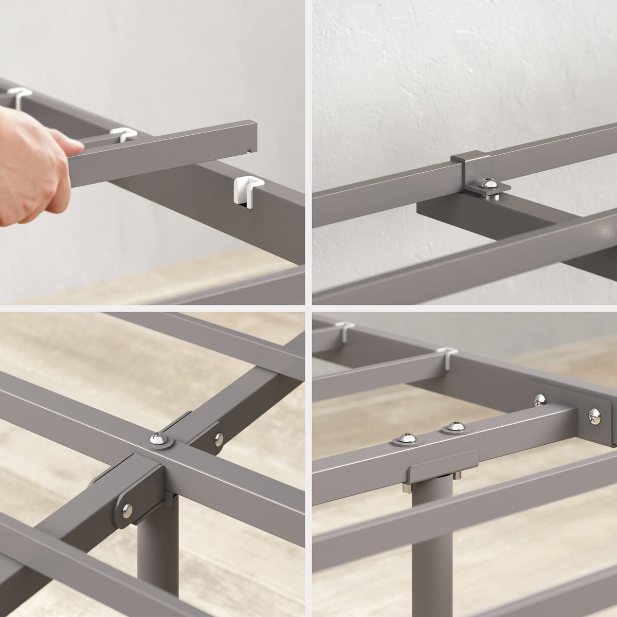 ZINUS Florence Metal Platform Bed Frame, Mattress Foundation, No Box Spring Needed, Easy Assembly, Grey, Twin