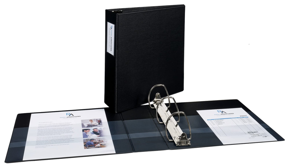Avery Durable 3 Ring Binder, 3" One Touch EZD Rings, Label Holder, 1 Black Binder (08702)