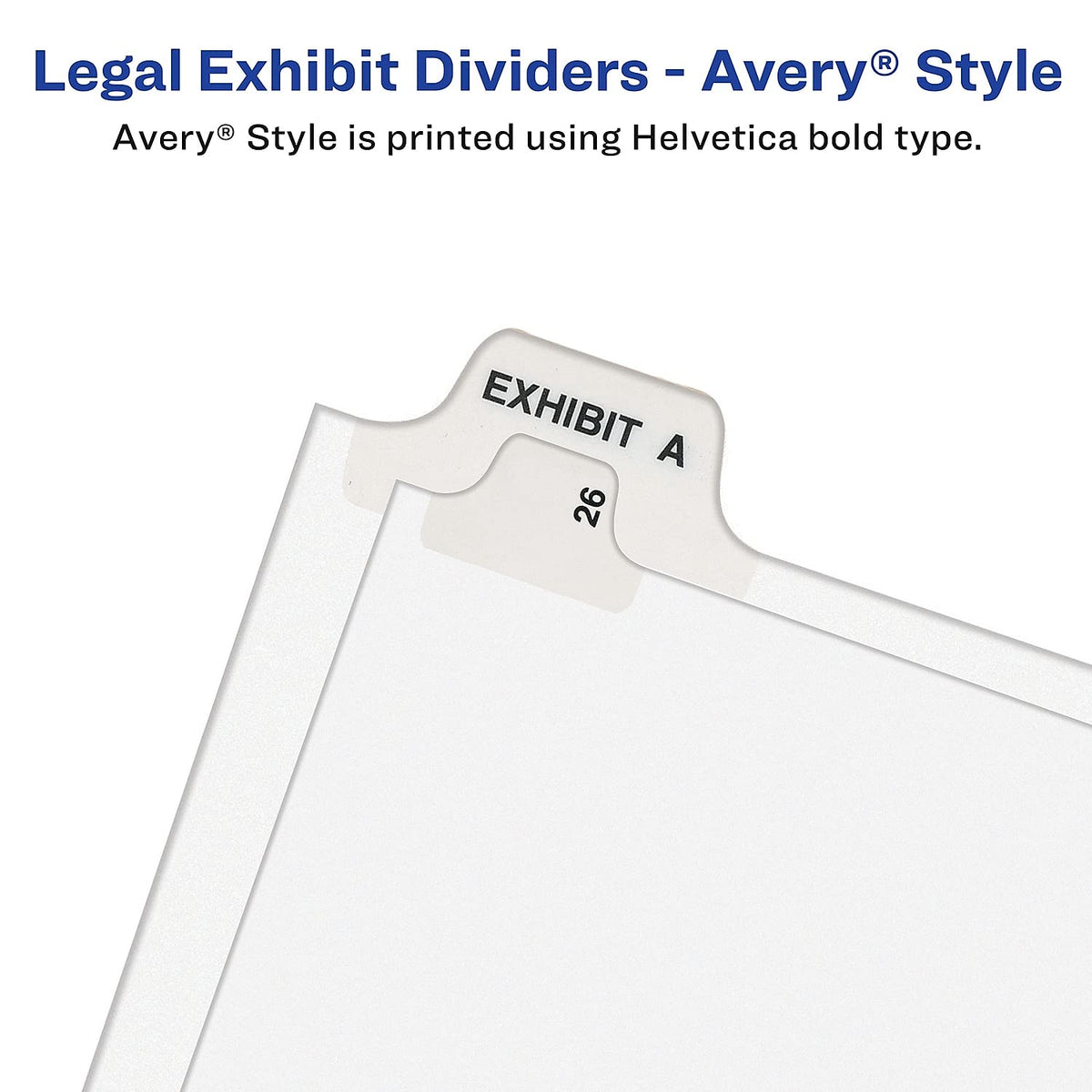 Avery 01406 Exhibit Side Tab Divider, Printed: F, Letter Size, White, 25/Pack