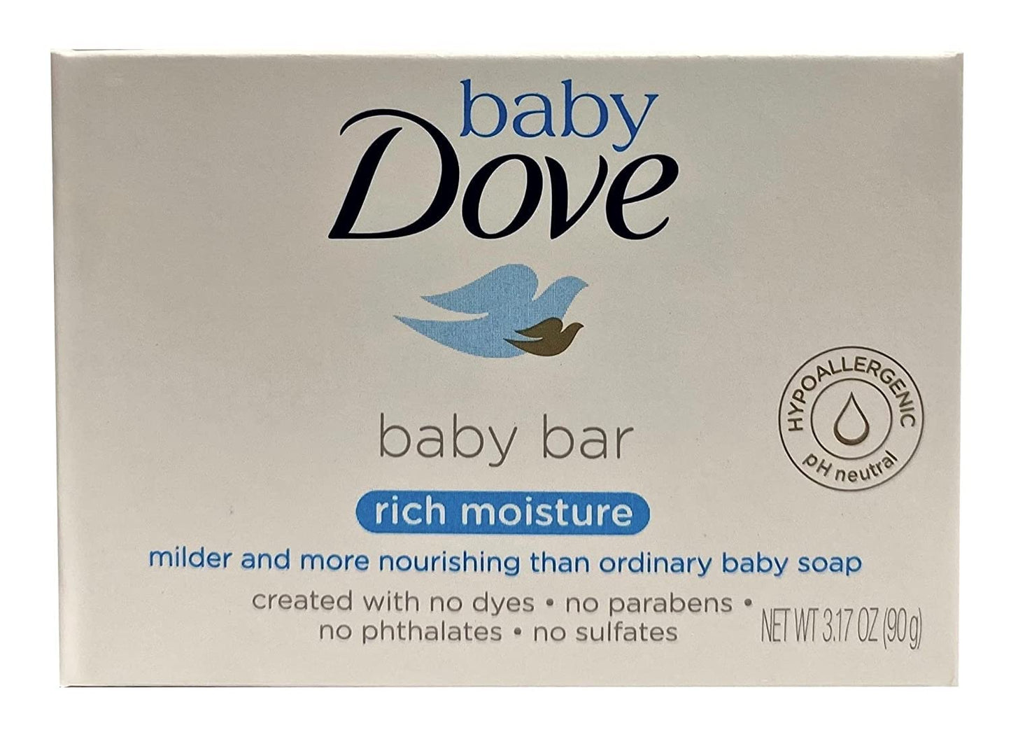 Dove Baby Bar Soap, Rich Moisture, 3.17 oz (Pack of 2)