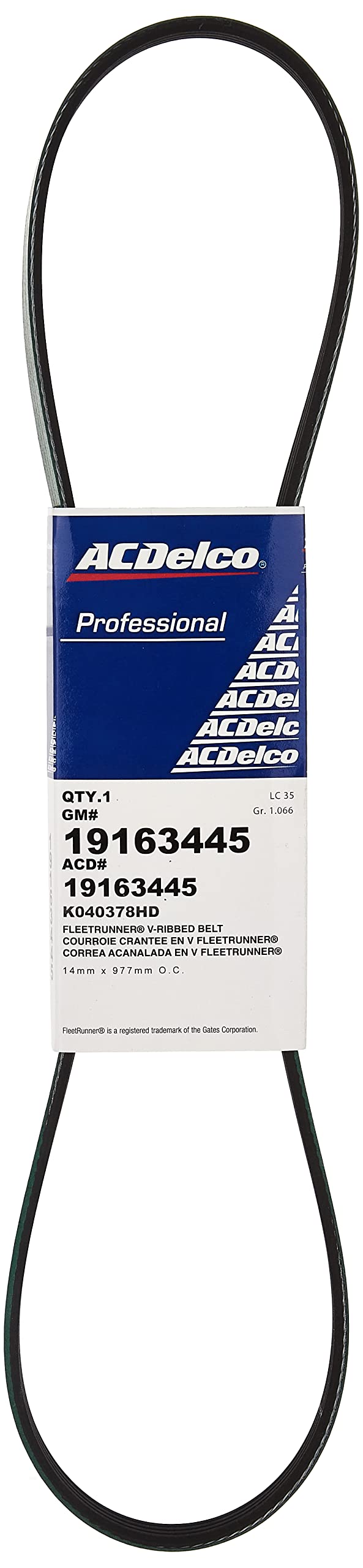 ACDelco Gold K040378HD Heavy Duty V-Ribbed Serpentine Belt