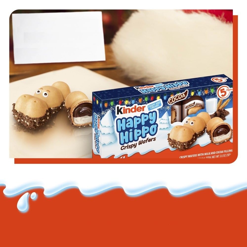 Kinder Happy Hippo Cocoa Biscuits 3.62 oz each (4 Items Per Order)