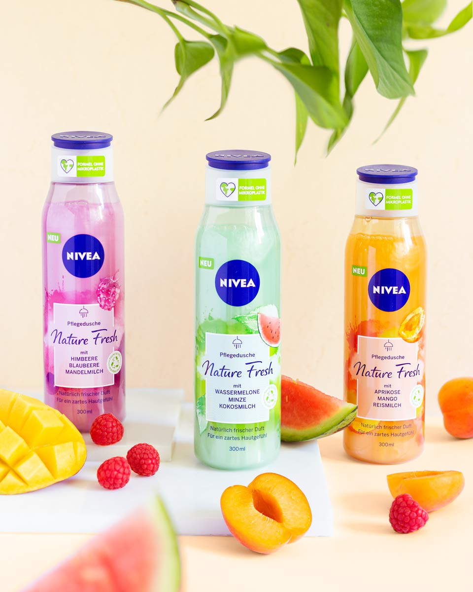 NIVEA Fresh Blends Watermelon Shower Gel (300ml), Watermelon-Scented Women's Shower Gel, Vegan Shower Gel Made with Natural Watermelon Juice, Mint, and Coconut Milk
