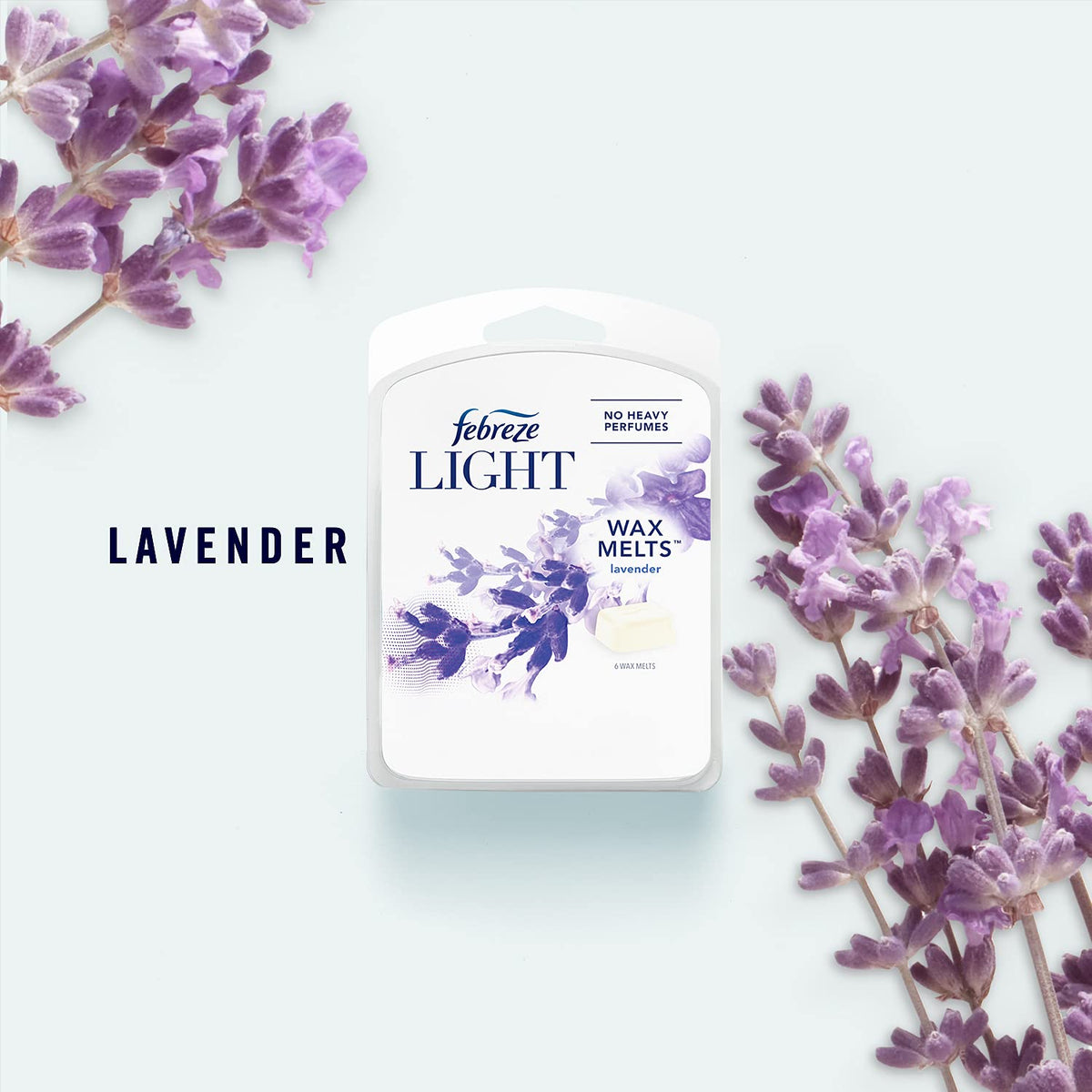 Febreze Light Wax Melts, Air Freshener and Odor Eliminator, Lavender, 6 Count, Pack of 4