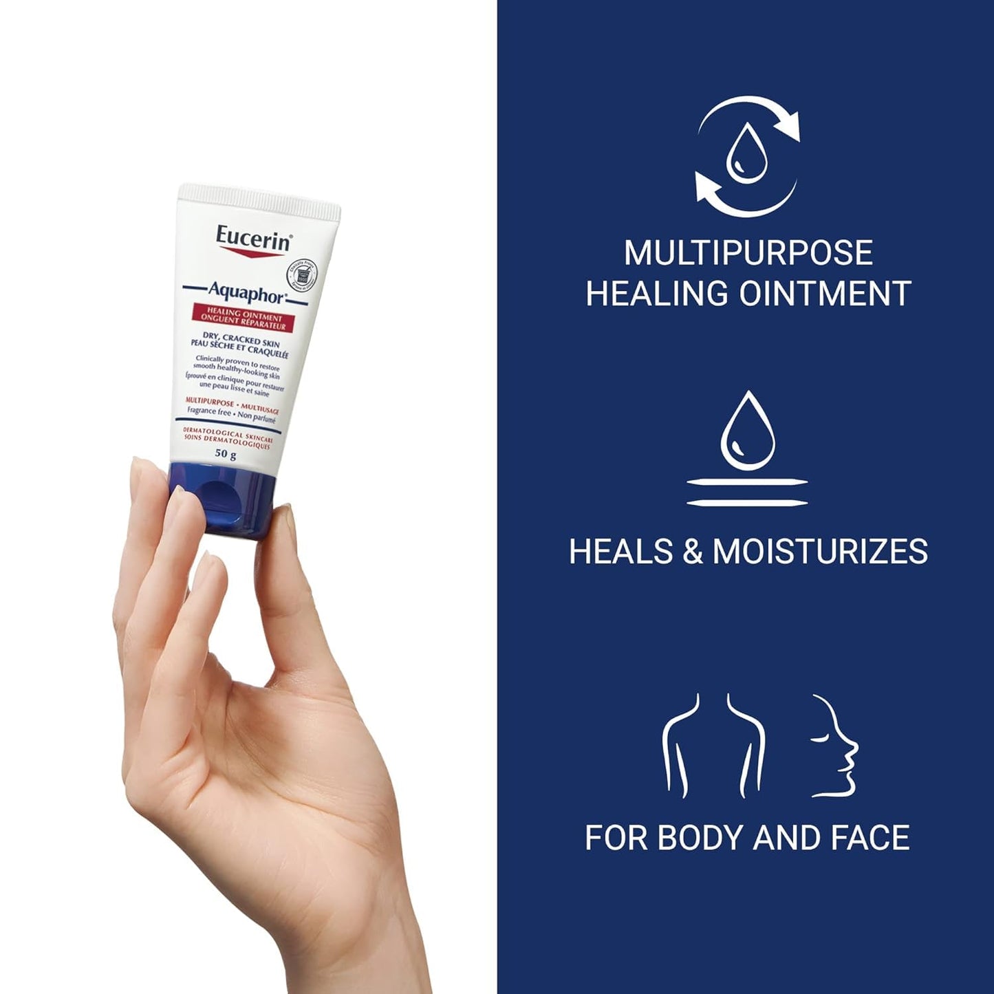 Aquaphor Healing Ointment - Pack of 6, Protectant for Dry Cracked Skin, Dry Hands, Travel Size - 1.75 oz. Tube