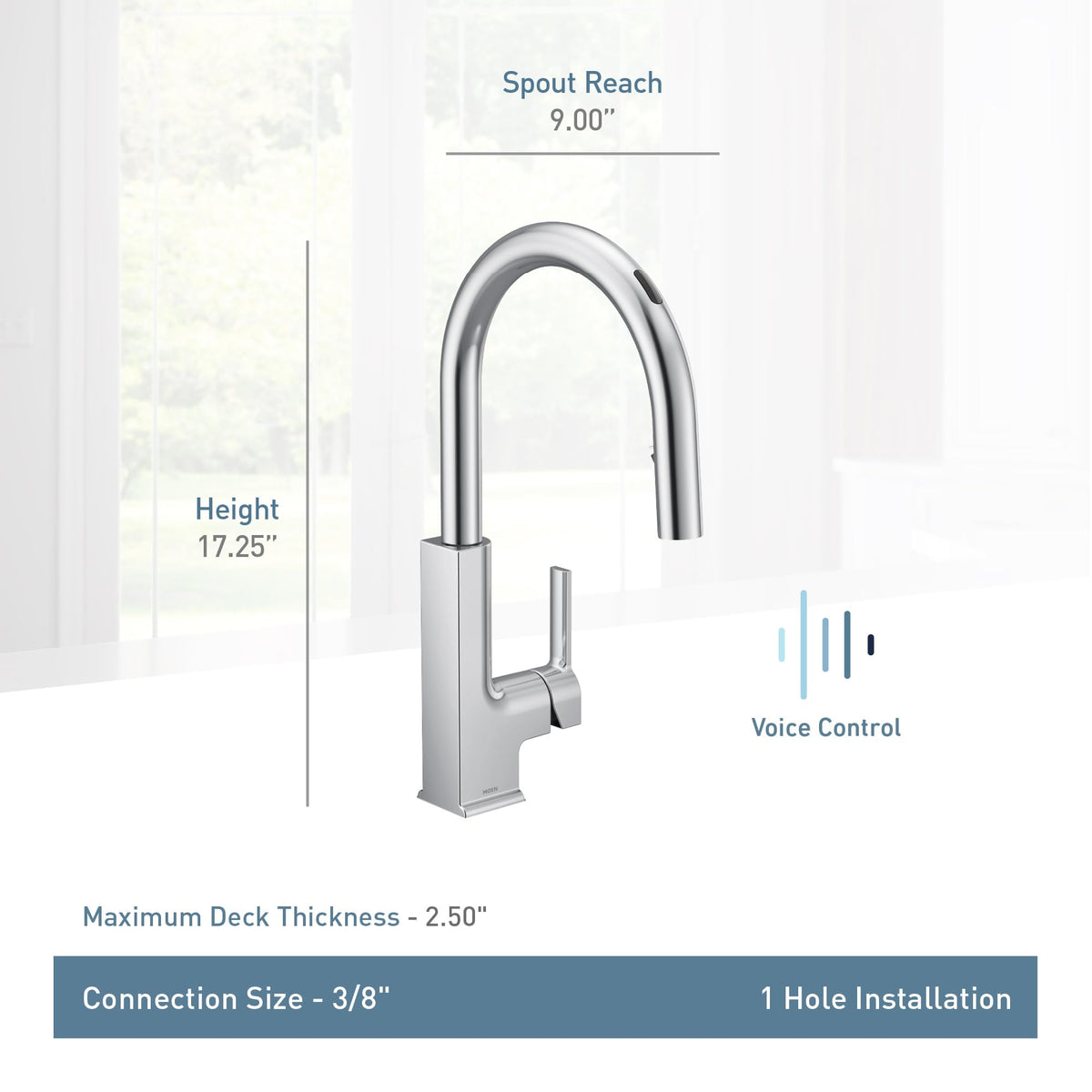 Moen S72308EVSRS STO Smart Touchless Pull Down Sprayer Kitchen Faucet with Voice Control and Power Boost, Spot Resist Stainless