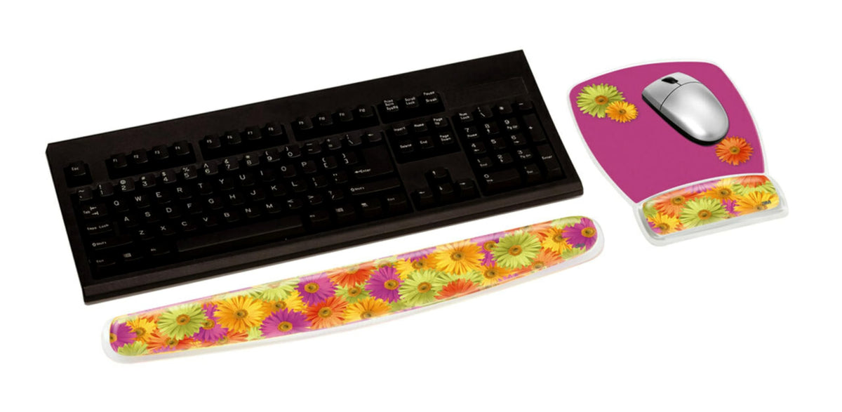 3M Precise Mouse Pad with Gel Wrist Rest, Soothing Gel Comfort with Durable, Easy to Clean Cover, Optical Mouse Performance, Daisy Design (MW308DS)
