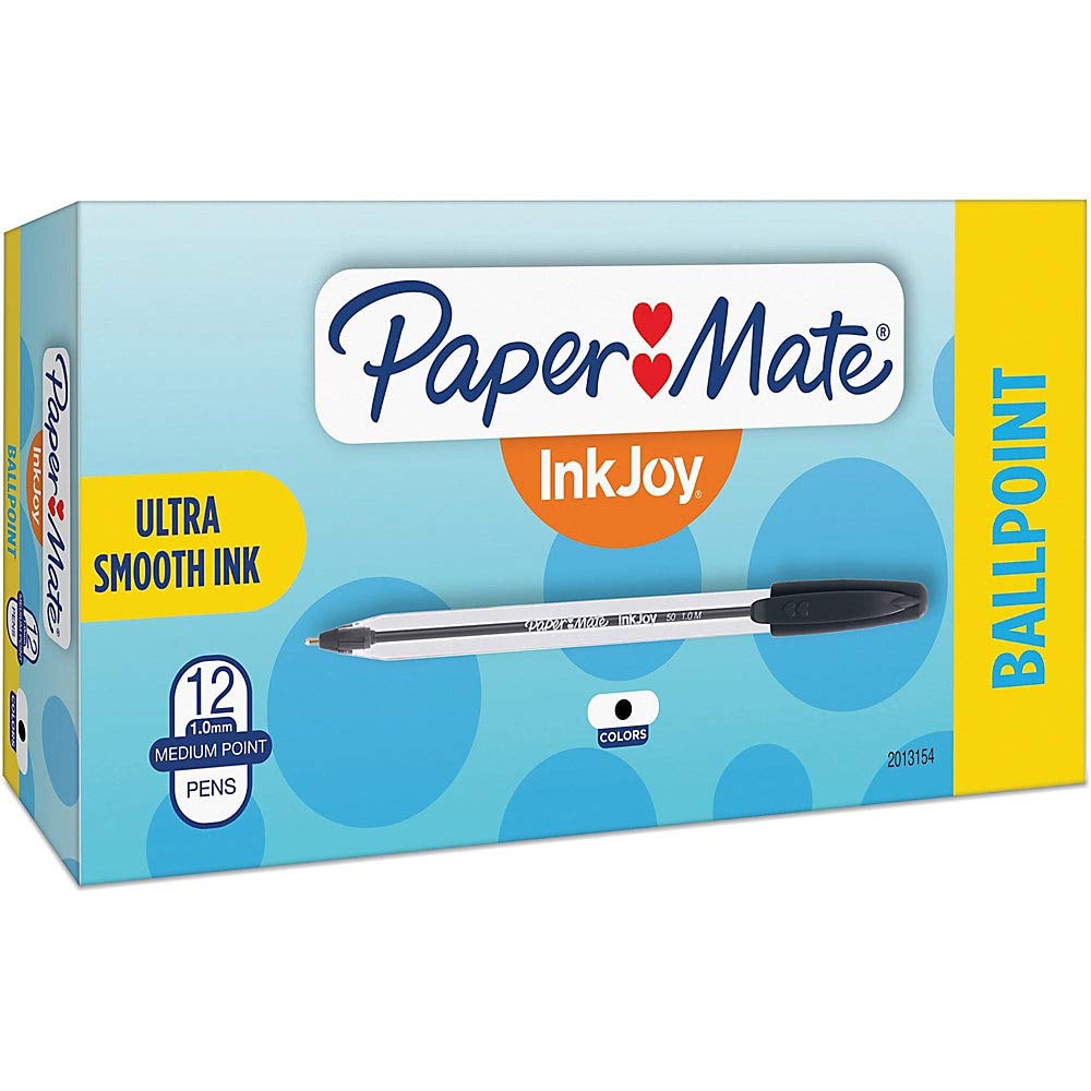 Paper Mate InkJoy 50ST Ballpoint Pens, Medium Point (1.0mm), Black, 12 Count